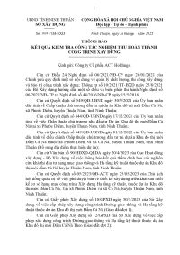 Thông báo nghiệm thu