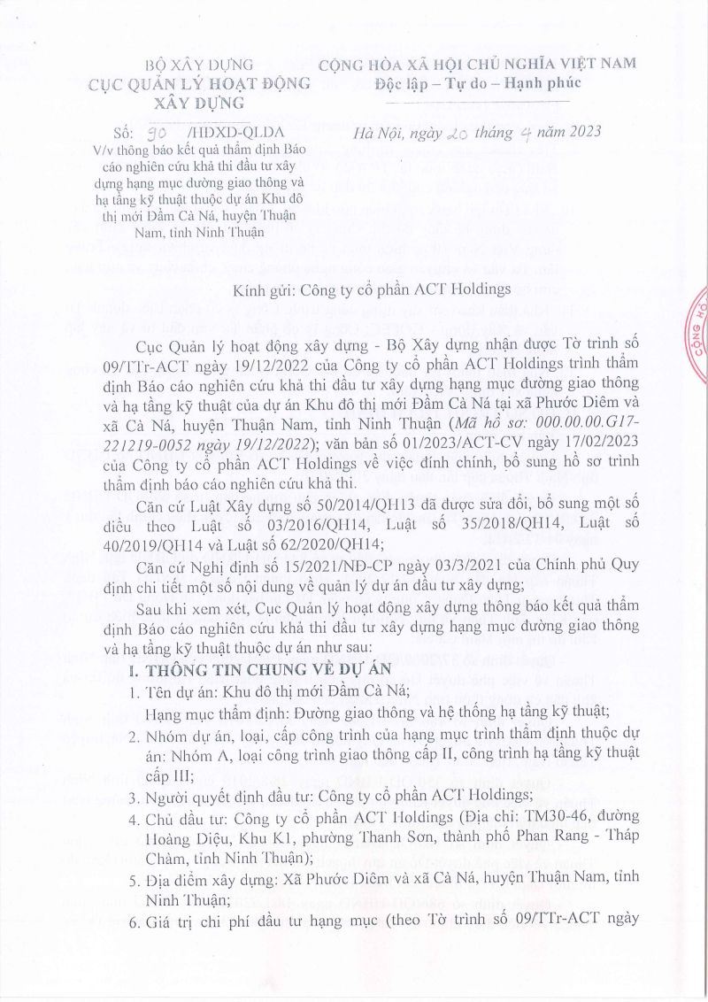 Báo cáo thẩm định BXD